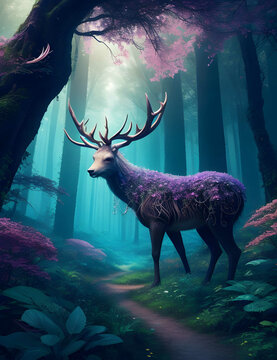 Immerse in an AI-generated forest through virtual reality, a dream-like world of enchanting flora, visual storytelling, and surreal wildlife encounters, blurring the lines of reality.