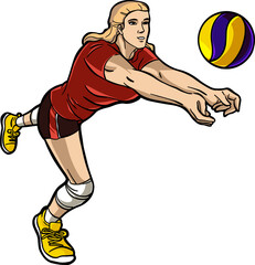 volleyball girl player action clipart  

