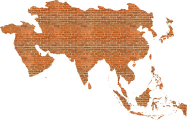 asia map brick wall texture.