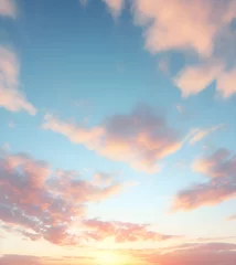 Foto auf Acrylglas Sky at sunset, sky at sunrise, clouds, orange clouds cirrus clouds, cumulus clouds, sky gradient, sky background at dusk, twilight, nightfall, pink sky, pink clouds, sun, environment, background © Ncorp