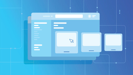 Vector computer window and tab, technology concept background, flat design