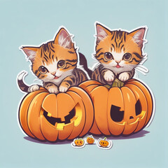 Cat and pumpkin in Halloween festival 
