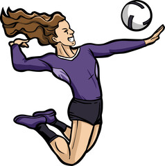 volleyball girl player action clipart  

