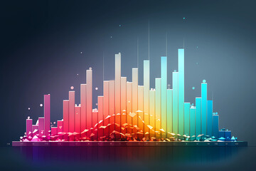 A graph showing exponential growth with colors - obrazy, fototapety, plakaty