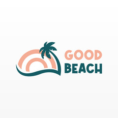 Beach logo design template. Summer beach logotype design concept. Open sea logo design concept template