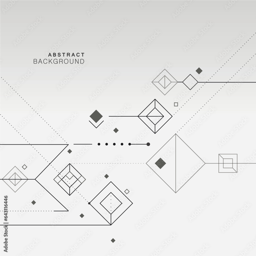Poster Abstract modern geometric background. Squares and dots and lines design. Vector simple illustration