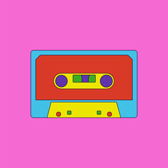 90s Nostalgia of cassette tape music retro vintage illustration