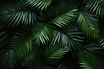 background of green palm leaves. Copy space for text