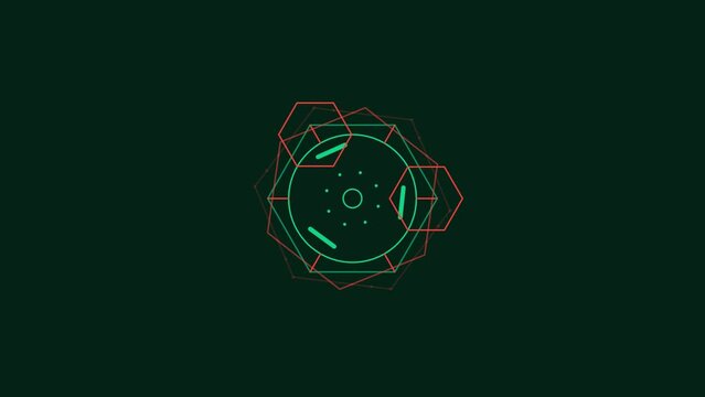 Sci-fi abstract geometric HUD element on alpha channel.