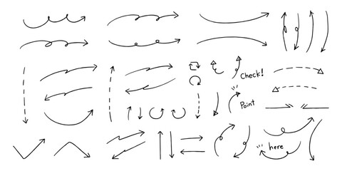 ラフな手書き矢印と文字あしらい素材セット POP広告用