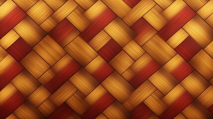 3d red gold lattice tiles on wooden oak background. Material wood oak. High quality seamless realistic texture