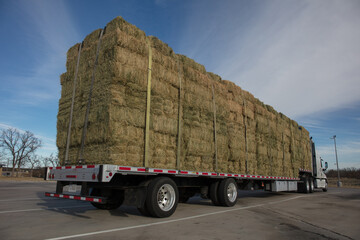 Heavy truck full loaded with hay