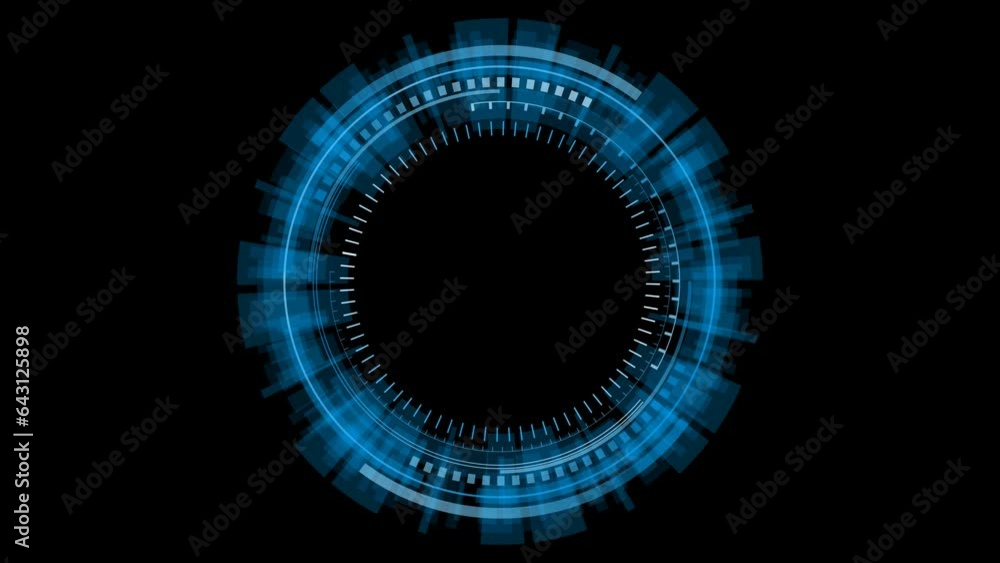 Aufkleber circle hud futuristic spinning around holographic blue with fade in and fade out animation transpare