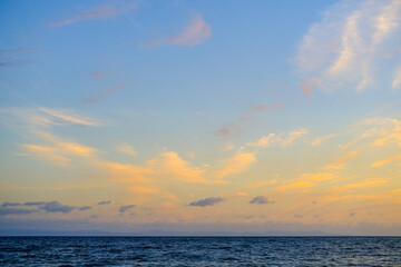 sunset over the sea, sunset in the sea, sea and sky, sunset over sea, beautiful sunset sky, blue and orange sky, sunset wallpaper