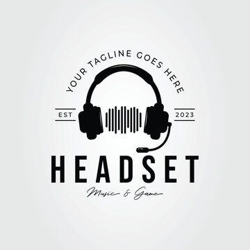silhouette headset or earphone or headphone logo vector illustration design