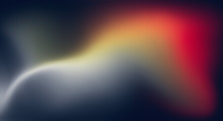 Vibrant Orange Teal White Psychedelic Grainy Gradient Color Flow Wave On Dark Blue Background