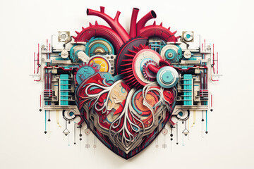 Geometric Art Organ Heart On White Background . Сoncept Geometric Art, Organ Hearts, White Backgrounds, Art Organizing