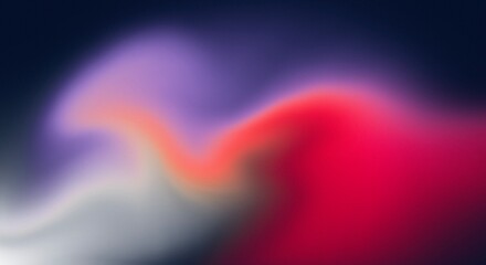 Vibrant Orange Teal White Psychedelic Grainy Gradient Color Flow Wave On Dark Blue Background