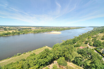 Fototapeta na wymiar Panorama of Grudziądz from the side of the Vistula River from the castle tower Klimek