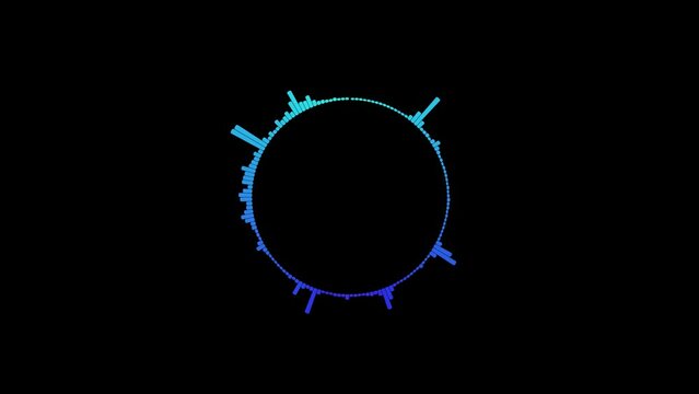Blue And Purple Circles Audio Spectrum Animation. Gradient Circular equalizer animation 4K
