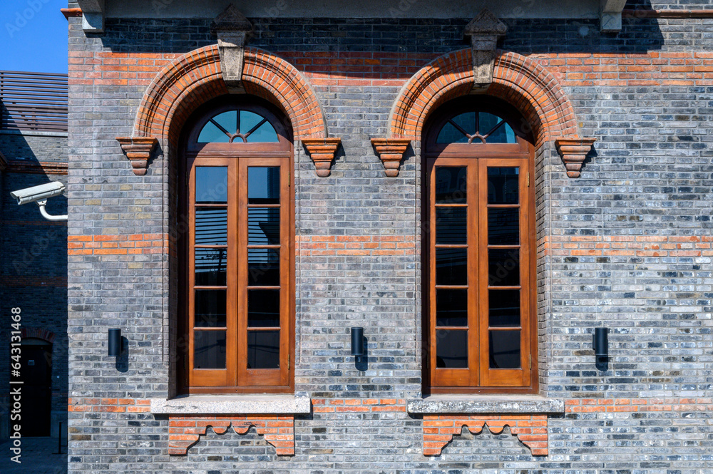 Wall mural windows in the old building