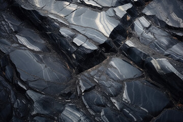 Glistening Black Obsidian Revealing Intricate Volcanic Patterns in Stunning Macro Photography