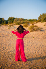 girl in red dress
