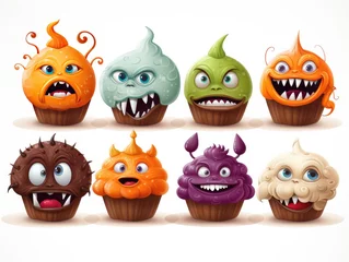Fotobehang Set of funny halloween muffins. Illustration.  © LeitnerR