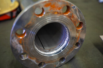 Stainless steel piping flange valve component GTAW TIG welded