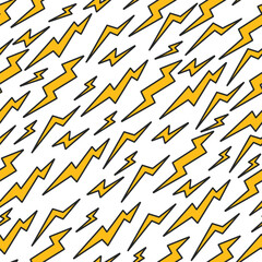 Lightning thunder bolt electric energy seamless pattern background concept. Vector flat graphic design illustration