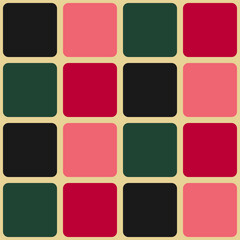 Traditional Christmas seamless patterns in trendy colors. Bright geometric ornament. For print, cover, fabric, background. Vector graphic