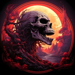 Halloween skull in the night