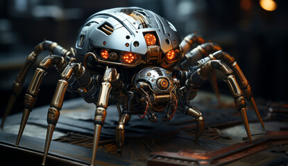 Fototapeta premium Robot spider: mechanical creature in action