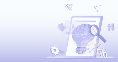 Business ideas concept. Elements of brainstorming, planning, thinking, learning, data analysis, share and exchange information. Innovation ideas and strategy for business success.