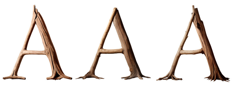 letter A made of old creepy tree branches. for title of horror movie, book, tv show or game. transparent background