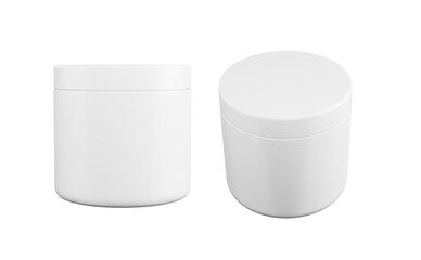 Plastic Jar, Cream, Gel Or Powder, Light Gray, White Jar. Blank On White Background Isolated.