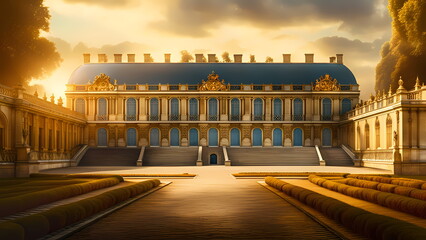 exterior scene of the Palace of Versailles - obrazy, fototapety, plakaty