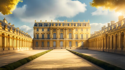 exterior scene of the Palace of Versailles
