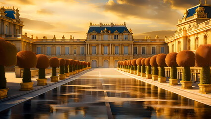 Fototapeta na wymiar exterior scene of the Palace of Versailles