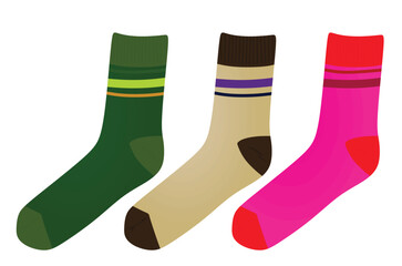 Colorful socks set. vector illustration