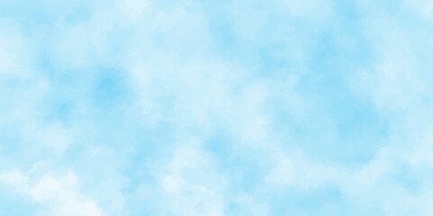 Fresh and shiny White clouds on blue sky with tiny clouds, Hand painted watercolor shades sky clouds,Bright blue cloudy sky vector illustration.