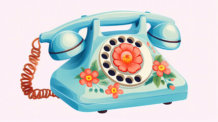 hand drawn cartoon old fashioned telephone illustration
