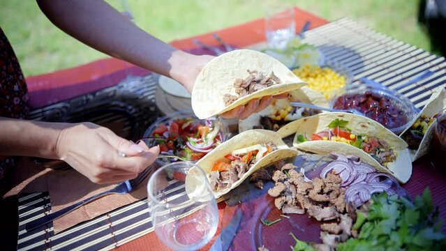 Homemade American soft shell beef tacos	