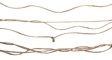 String, set rope isolated on white, top view