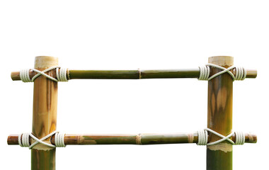 Bamboo frame tied with white rope on the corner isolated on transparent background 