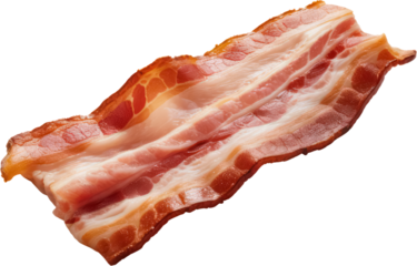 Strips of fried bacon Juicy bacon, bacon slices. Fresh pig meat, fat, PNG, Transparent, isolate.