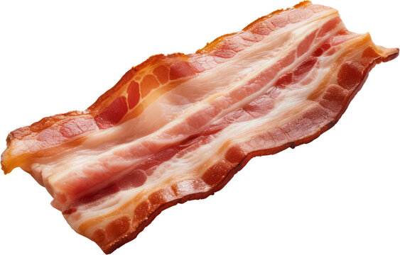 Strips of fried bacon Juicy bacon, bacon slices. Fresh pig meat, fat, PNG, Transparent, isolate.