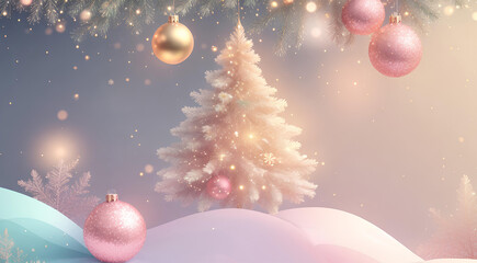 Christmas background with christmas tree and balls.Ai