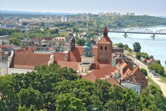 Panorama of Grudziądz from the side of the Vistula River from the castle tower Klimek
