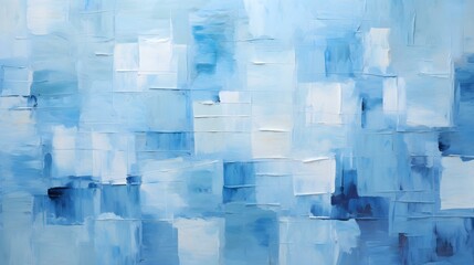 Oil Paint Texture in sky blue Colors with overlapping Squares and visible Brush Strokes. Artistic Background
